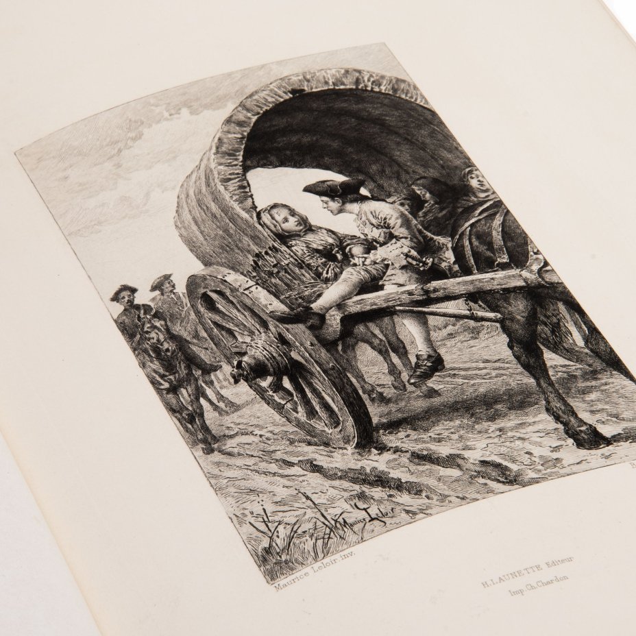 Книга "L`abbe Prevost “Histoire de Manon Lescaut et du chevalier des Grieuх" на французском языке (Антуан Франсуа Прево "История Манон Леско и кавалера де Грие"), бумага, печать, офорт, золочение, кожа, тиснение, обрез с золочением, Libraire Artistique - H. Launette, Editeur, Франция, 1885 г., Издательство «Librairie Artistique H. Launette»