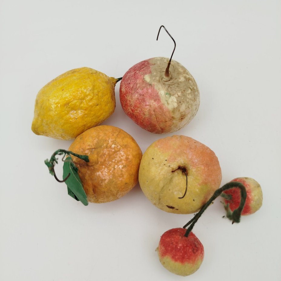 Набор из 5-ти елочных игрушек "Ягоды и фрукты" (в подборе)