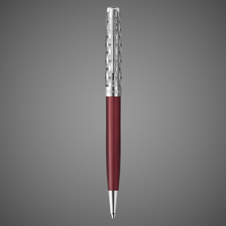 Шариковая ручка Parker Sonnet Premium Refresh RED CT, стержень: M, цвет чернил: black , в подарочной упаковке, Лаки и смолы: лак, латунь, нержавеющая сталь, палладий