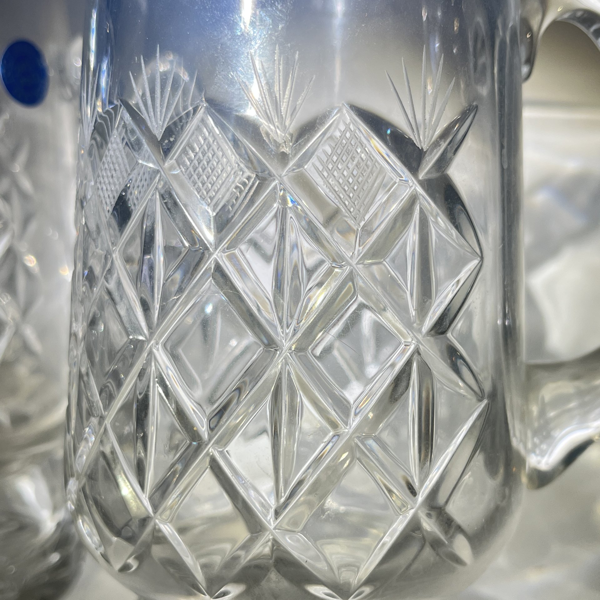 Набор из 2 пивных кружек с геометрическим декором, хрусталь, пресс, алмазная грань, Гусевской хрустальный завод (Гусь-Хрустальный), СССР, 2000-2020 гг.