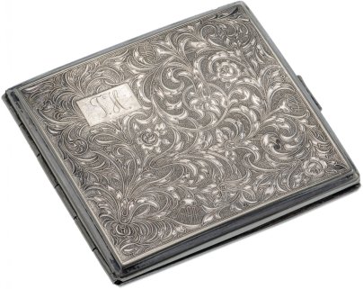 Портсигар дамский, мельхиор с серебрением, Германия, 1910-1940 гг.