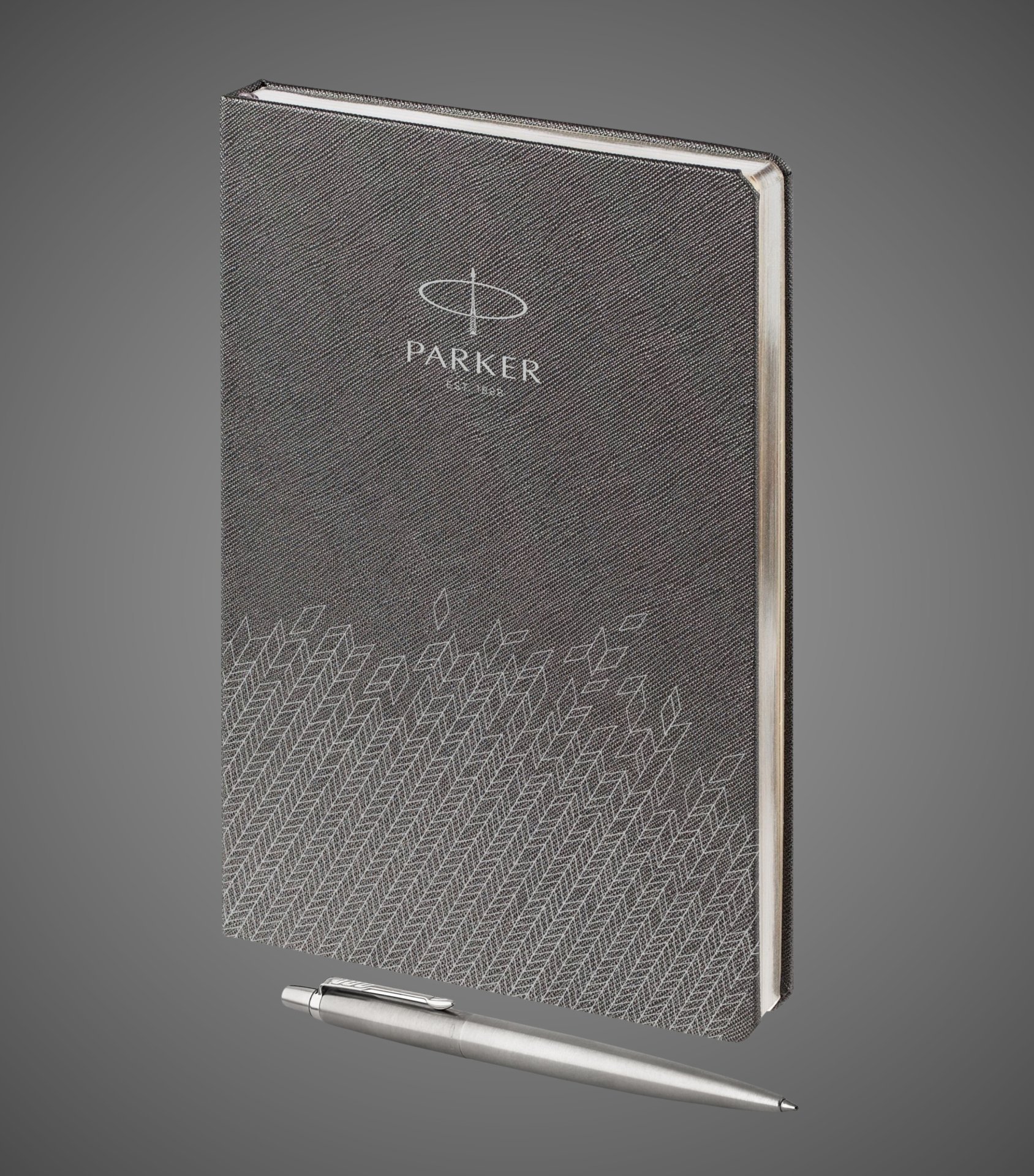Подарочный набор: Шариковая ручка Parker Jotter Essential, St. Steel СT и Ежедневник недатированный, серый, Металлы: нержавеющая сталь