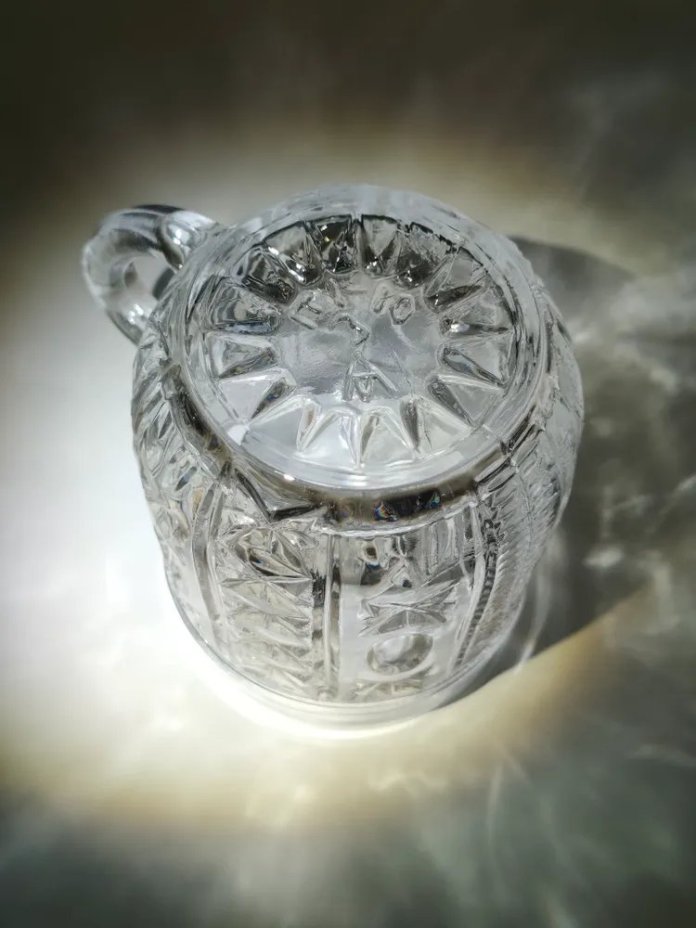 Набор кружек с рельефным декором на 6 персон, стекло, пресс, Дятьковский хрустальный завод, СССР, 1970-1990 гг.