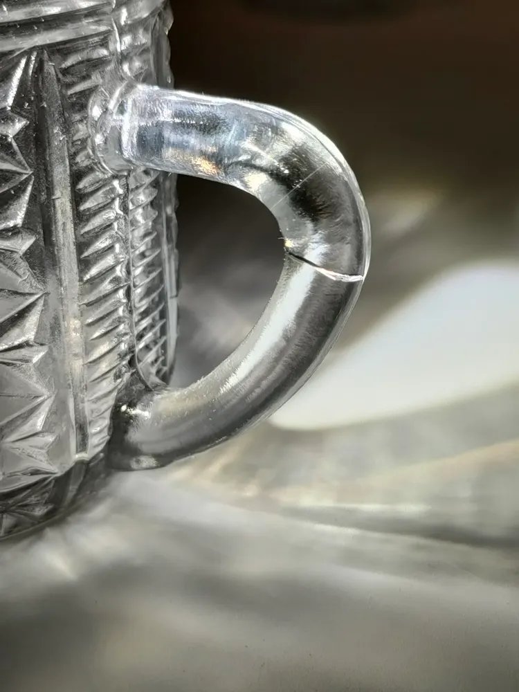 Набор кружек с рельефным декором на 6 персон, стекло, пресс, Дятьковский хрустальный завод, СССР, 1970-1990 гг.