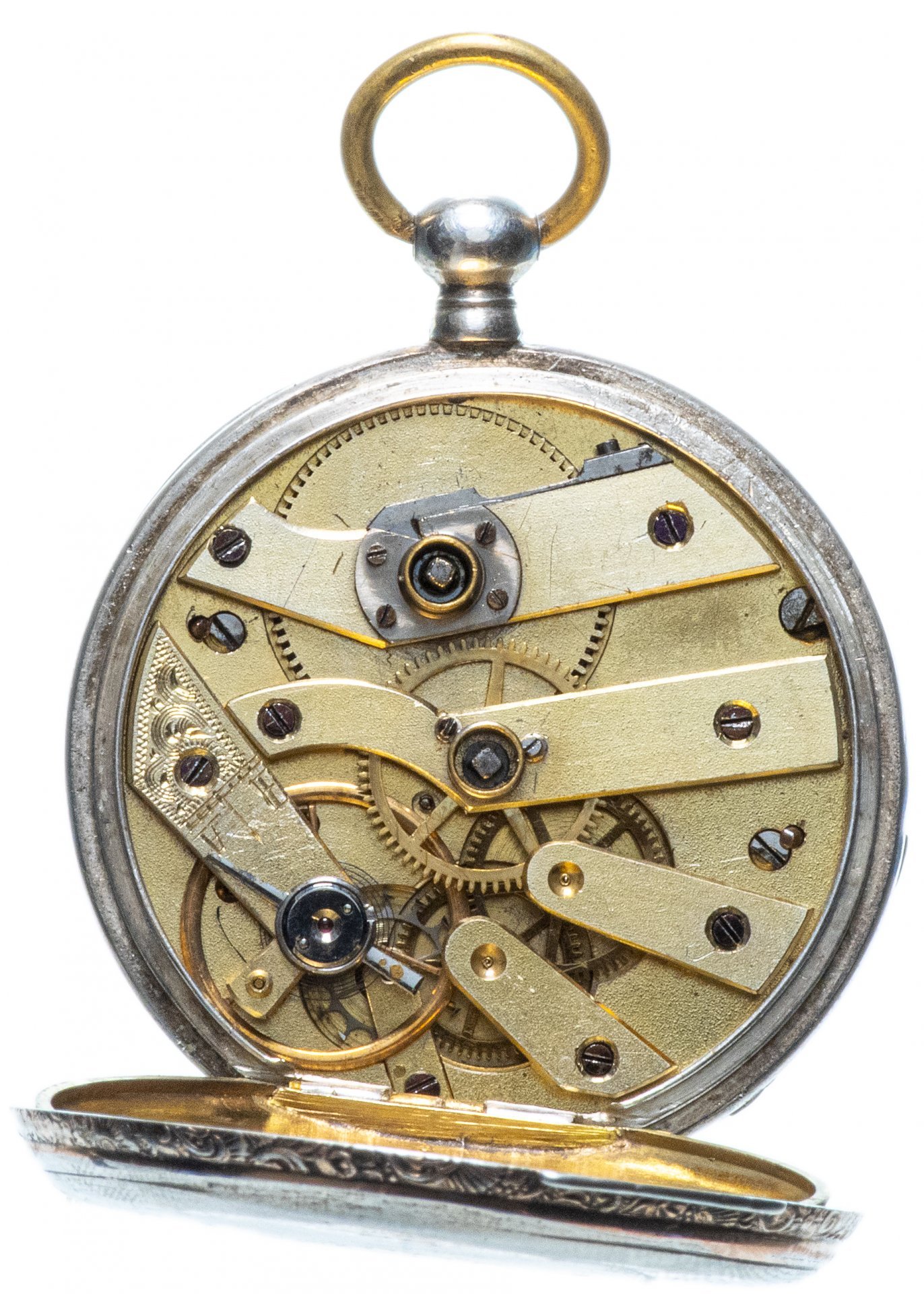 Часы карманные с ключом, серебро 800 пр., Швейцария, 1950-1970 гг.