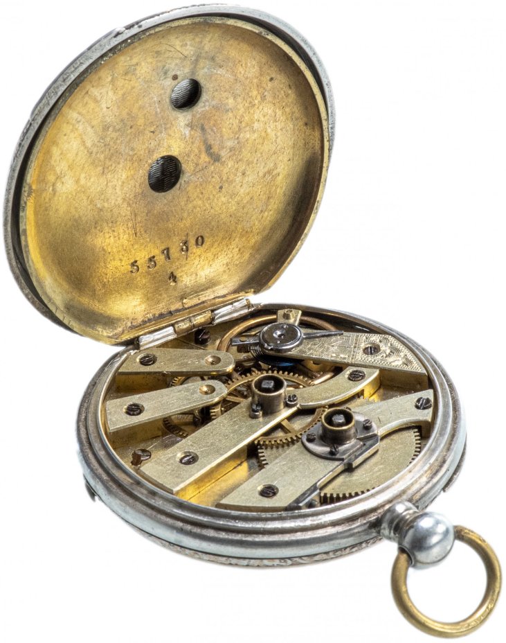 Часы карманные с ключом, серебро 800 пр., Швейцария, 1950-1970 гг.