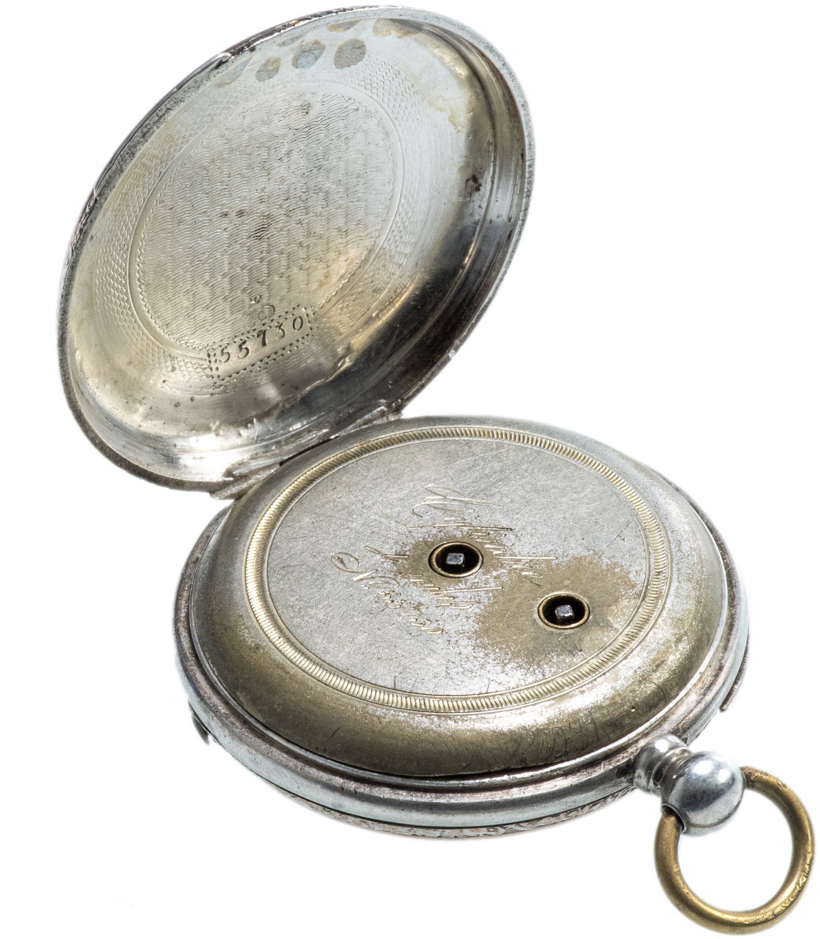 Часы карманные с ключом, серебро 800 пр., Швейцария, 1950-1970 гг.