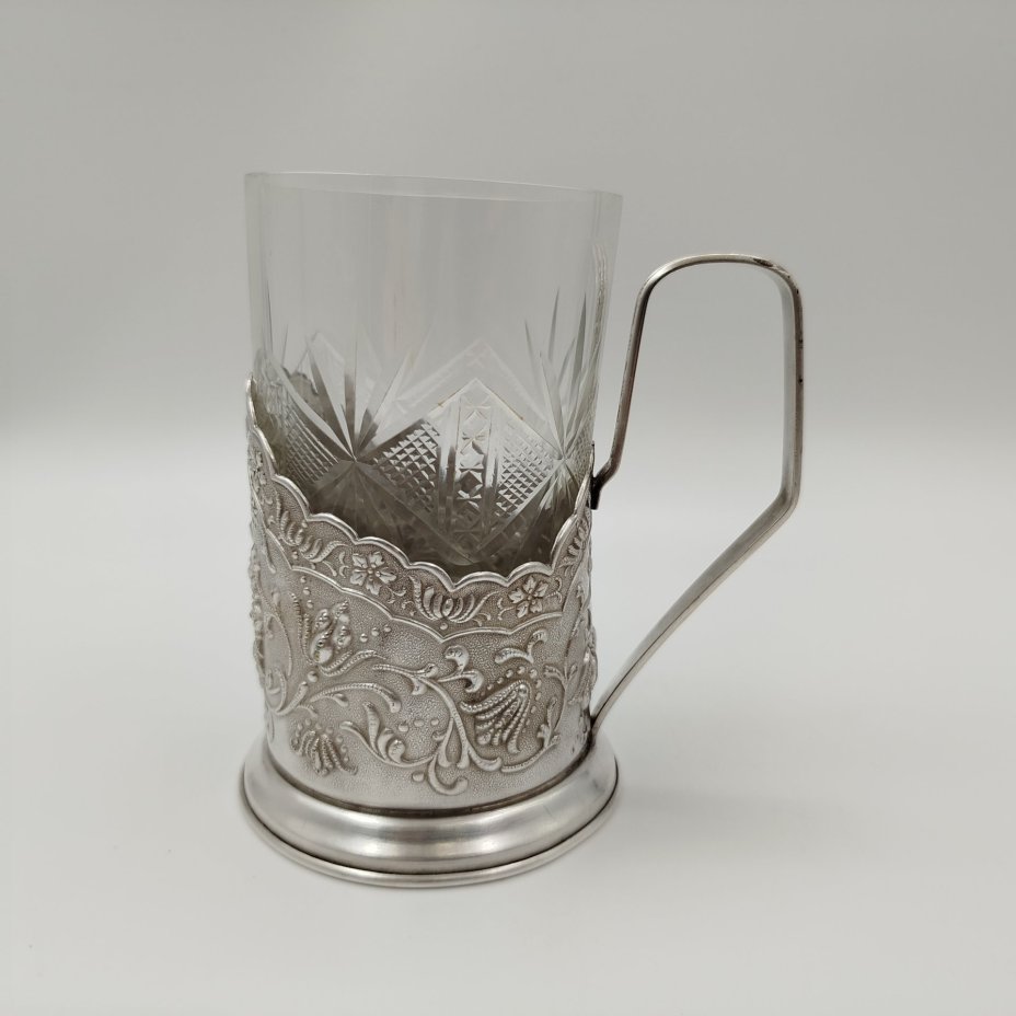 Подстаканник со стаканом, стекло, сплав металлов, СССР, 1970-1990 гг.
