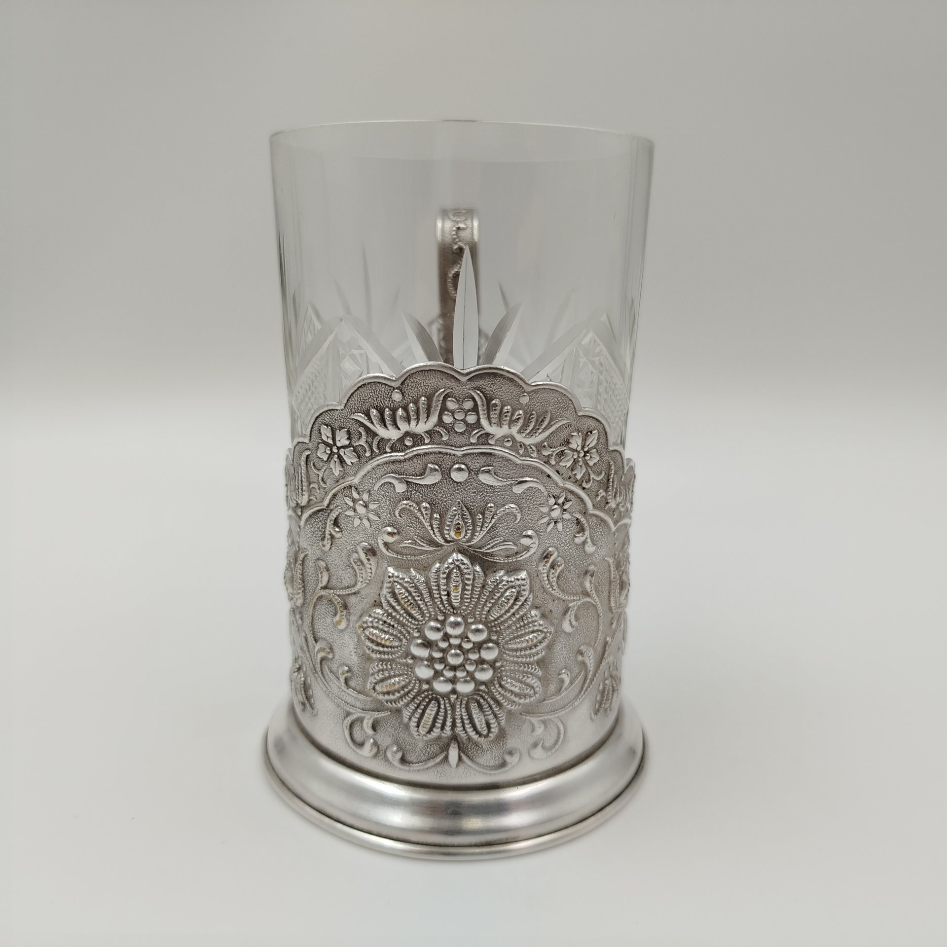 Подстаканник со стаканом, стекло, сплав металлов, СССР, 1970-1990 гг.