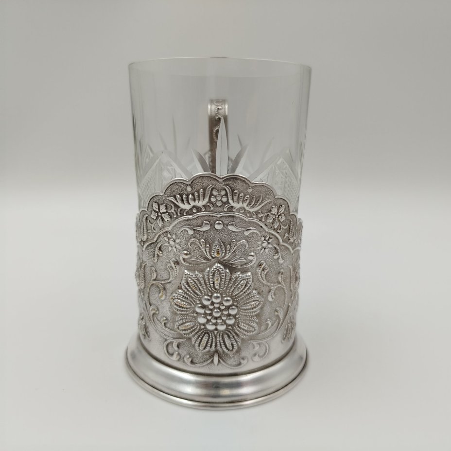Подстаканник со стаканом, стекло, сплав металлов, СССР, 1970-1990 гг.