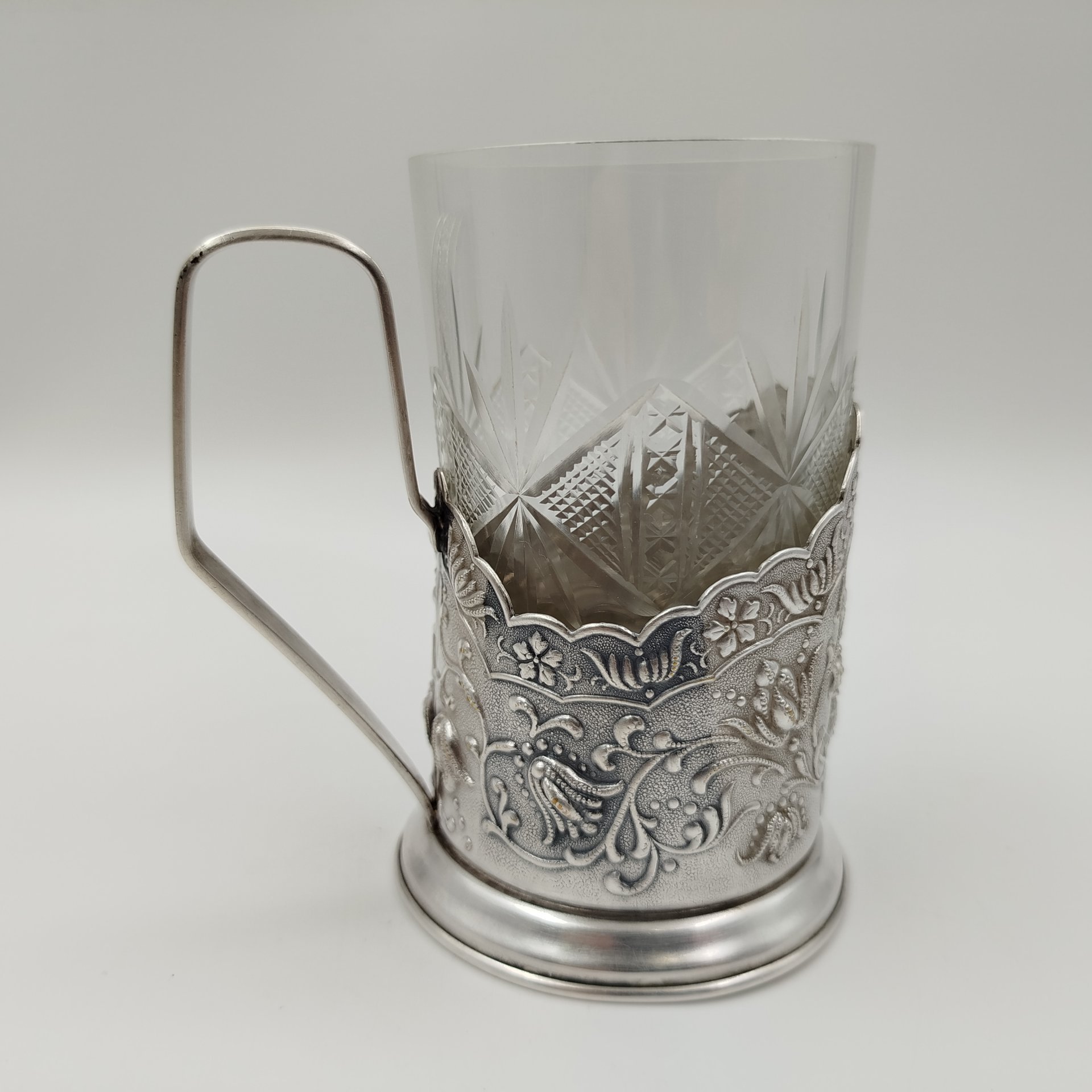 Подстаканник со стаканом, стекло, сплав металлов, СССР, 1970-1990 гг.