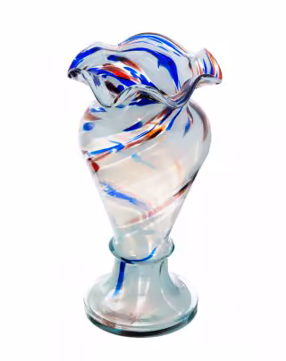 Ваза с фигурным туловом и волнистым бортом, цветное стекло, СССР, 1970-1990 гг.