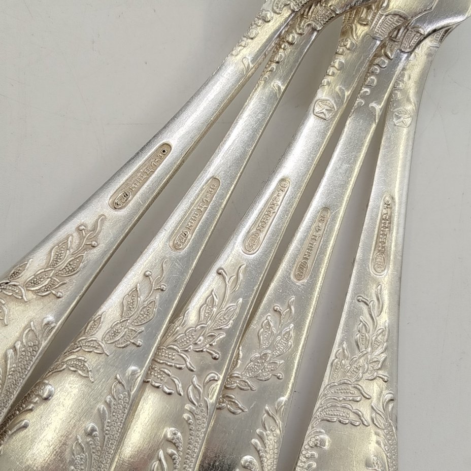 Набор из пяти десертных вилок с растительным декором