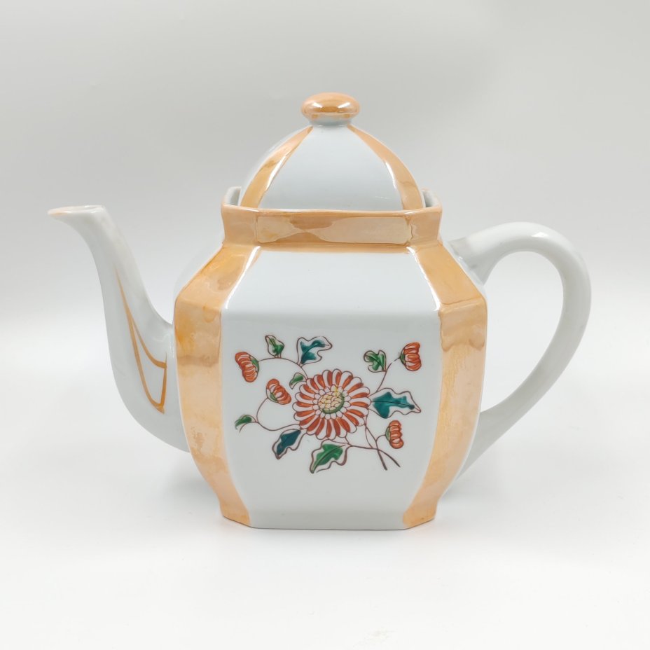 Чайник заварочный "Карамельный цветок", Suan Hua, фарфор, роспись, Китай, 1980-1990 гг., Китай