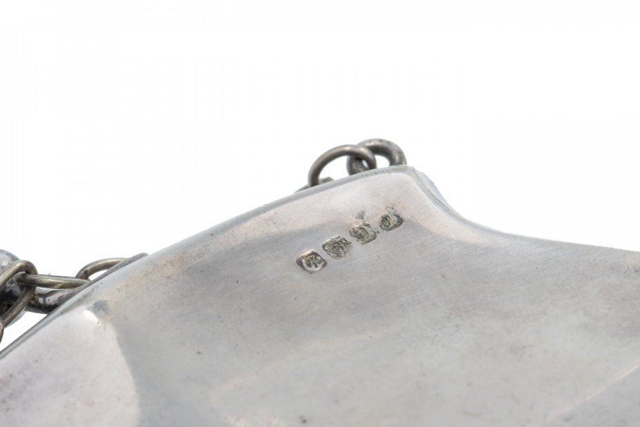 Кошелек старинный на цепочке, серебро 800 пр., Великобритания, 1930-1970 гг.