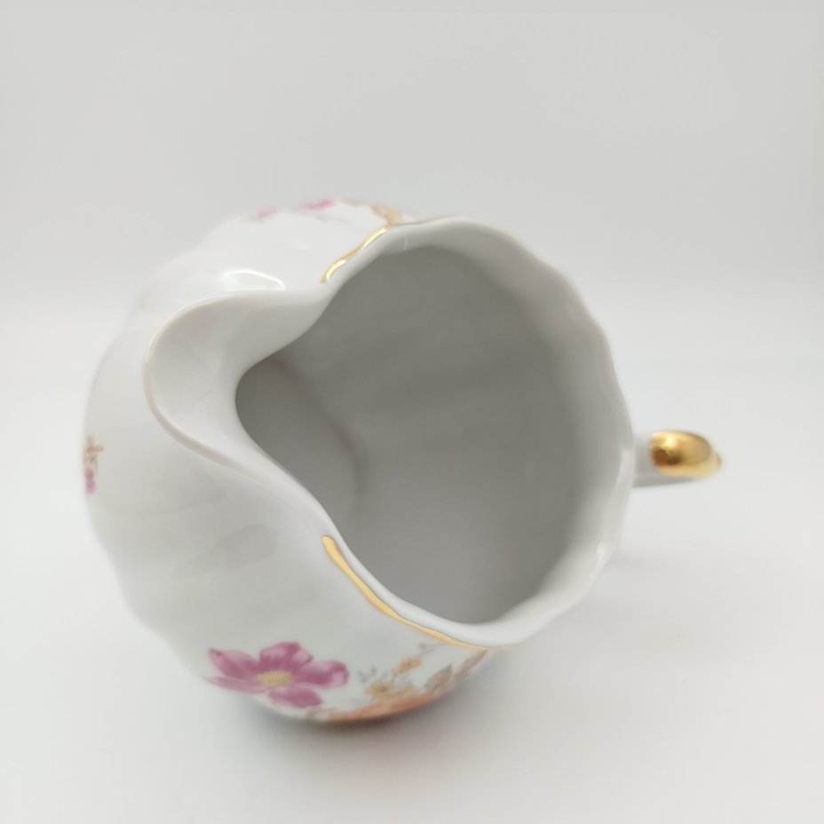 Молочник с цветочным декором (большой), фарфор, деколь, золочение, Cmielow, Польша, 1950-1980 гг.