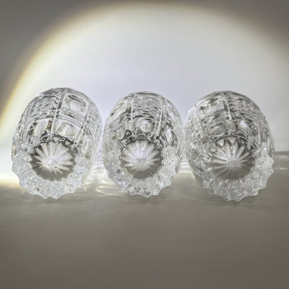 Набор из 3-х стаканов с геометрическим декором, хрусталь, пресс, Дятьковский хрустальный завод, СССР, 1970-1990 гг.