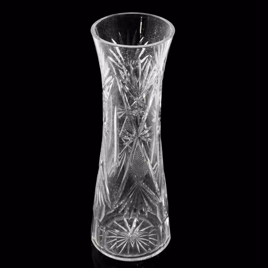 Ваза с рельефным декором, стекло, алмазная грань, СССР, 1970-1990 гг.