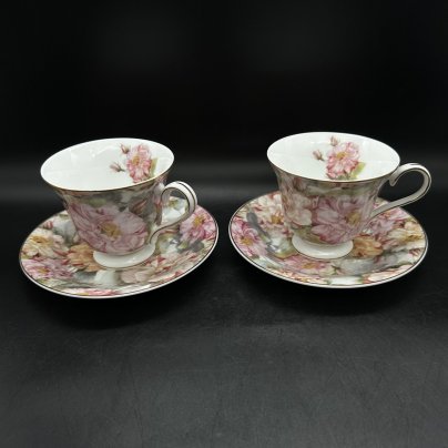 Набор из двух чайных пар с цветочным декором, Staffordshire Teaset Co. Ltd