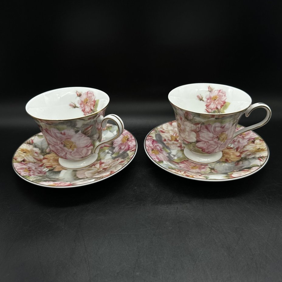 Набор из двух чайных пар с цветочным декором, Staffordshire Teaset Co. Ltd