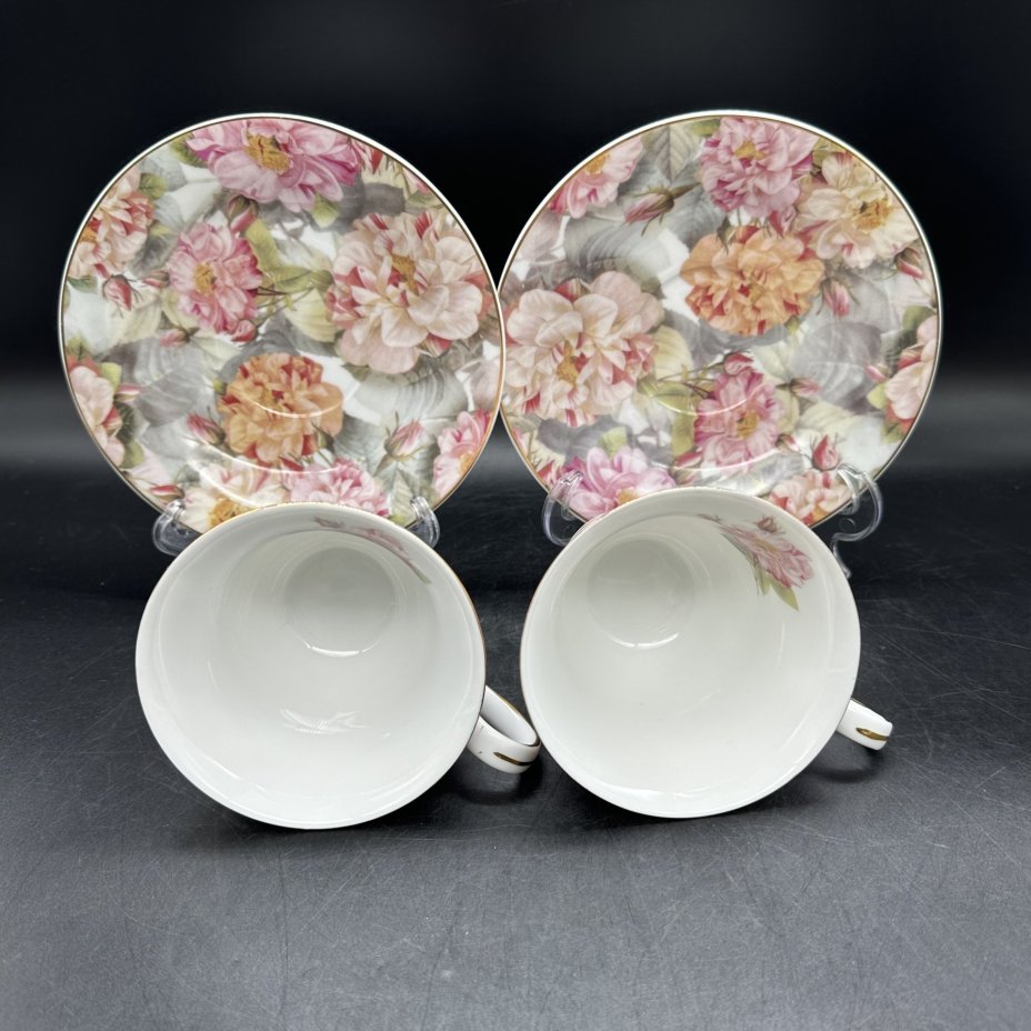 Набор из двух чайных пар с цветочным декором, Staffordshire Teaset Co. Ltd