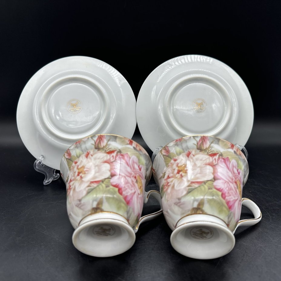 Набор из двух чайных пар с цветочным декором, Staffordshire Teaset Co. Ltd
