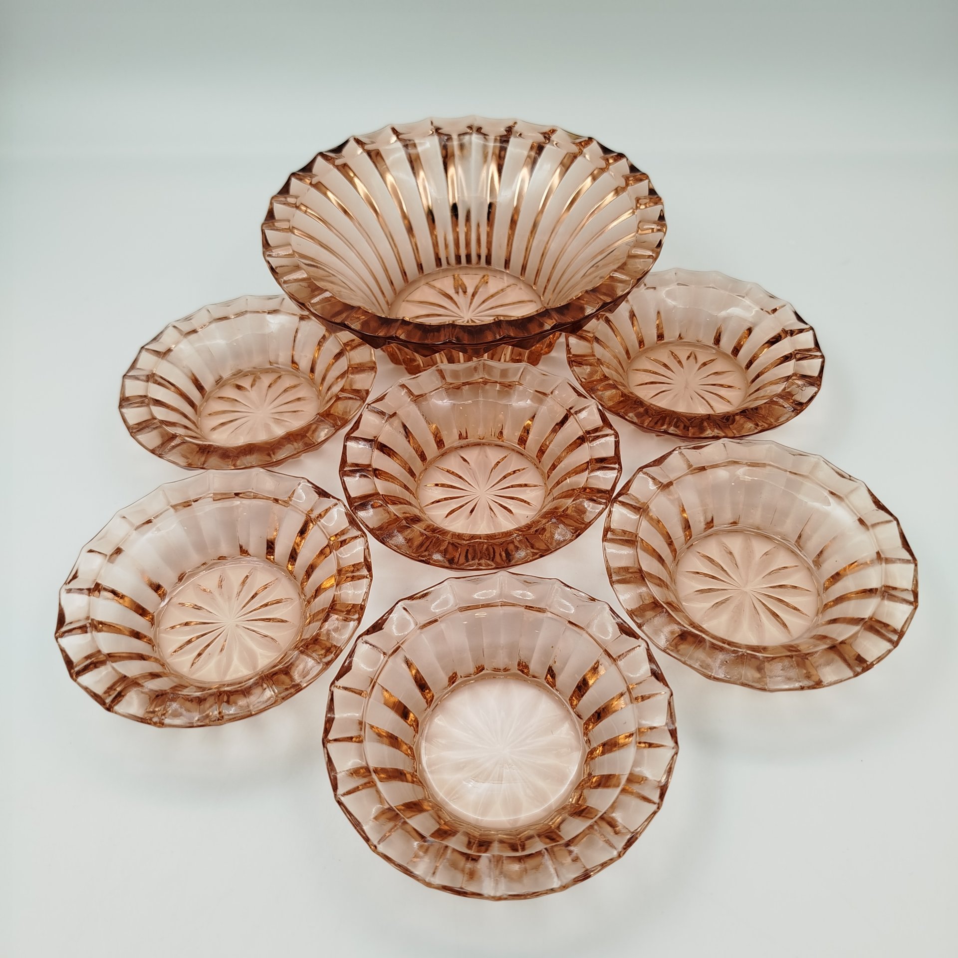 Набор розеток для подачи варенья карамельного оттенка на 6 персон, Запрудненский завод электровакуумных приборов