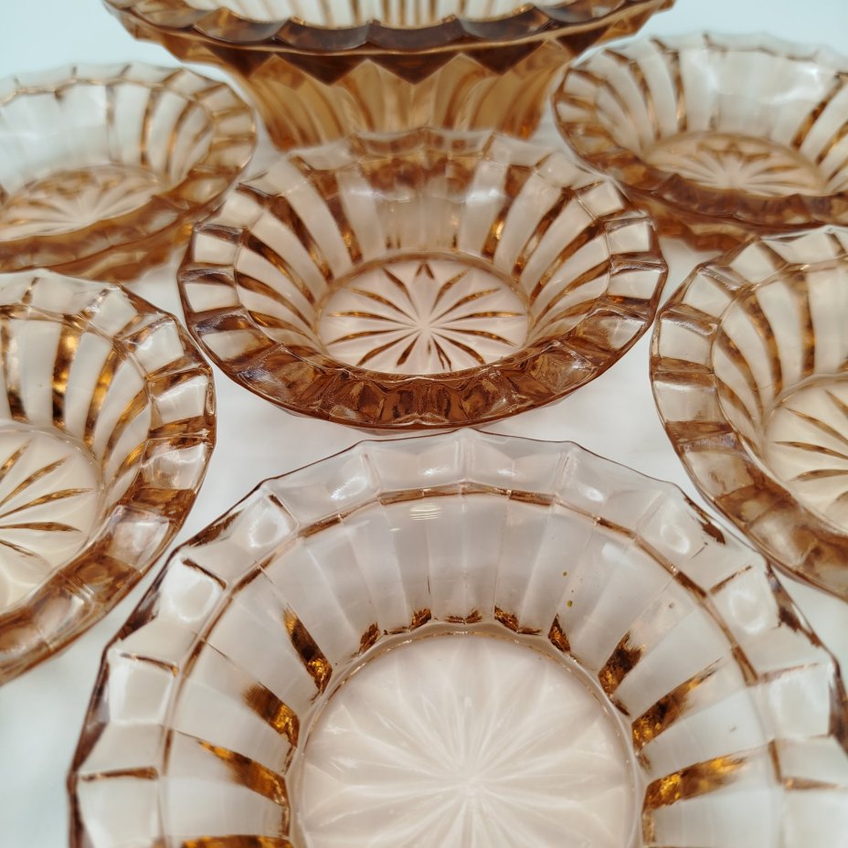 Набор розеток для подачи варенья карамельного оттенка на 6 персон, Запрудненский завод электровакуумных приборов