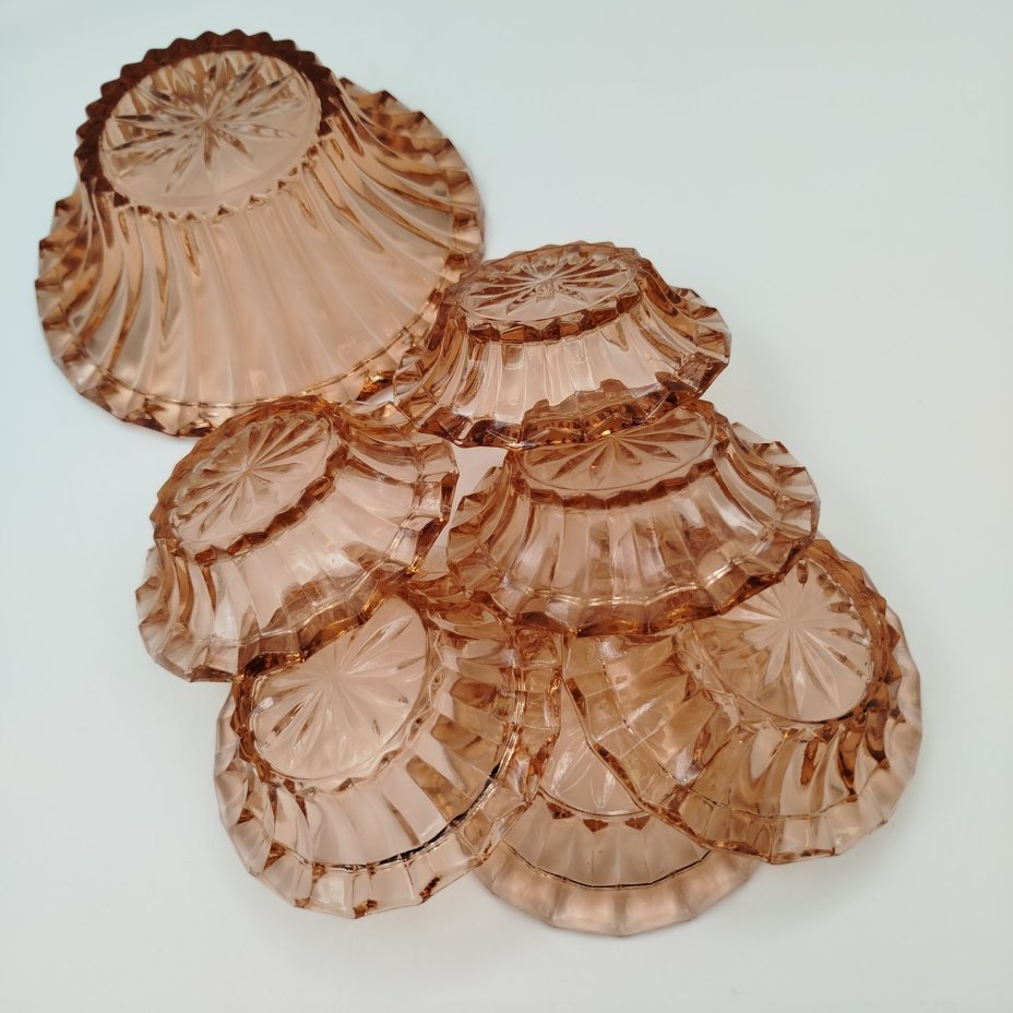 Набор розеток для подачи варенья карамельного оттенка на 6 персон, Запрудненский завод электровакуумных приборов