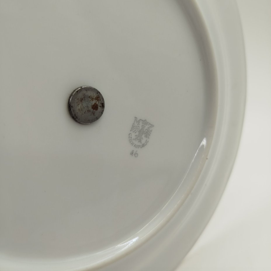 Конфетница - этажерка трехъярусная с фигурным кантом, фарфор, пластик, золочение, Moritz Zdekauer (MZ), Чехословакия, 1945-1970 гг.