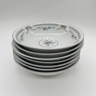 Набор из 7 суповых тарелок с цветочным декором, Dynasty Fine China, фарфор, деколь, золочение, Китай, 1970-1990 гг., Китай