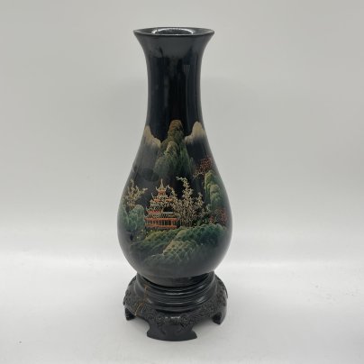 Ваза с изображением пейзажа, Flying Horse, папье-маше, лак, роспись, Китай, 1950-1970 гг.