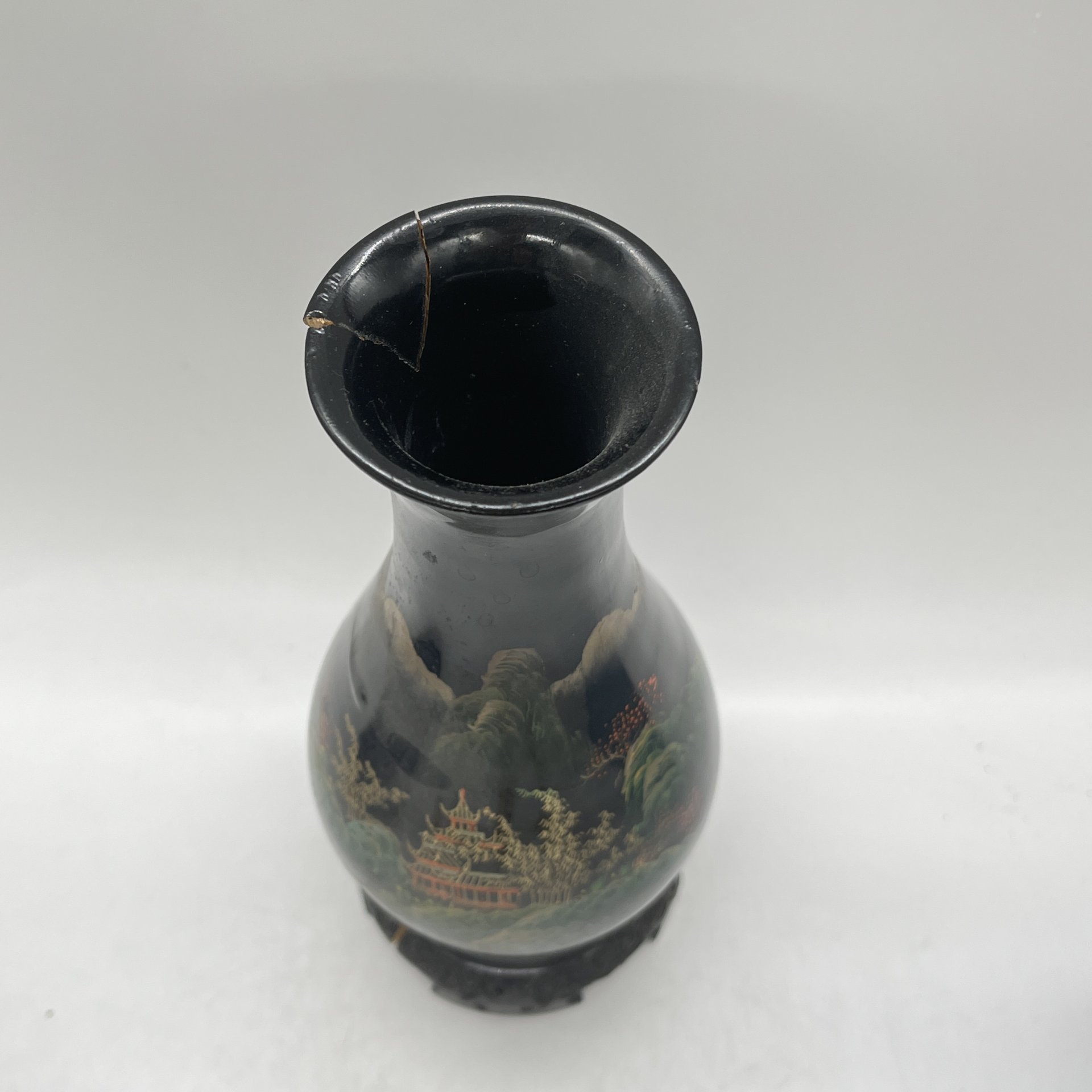 Ваза с изображением пейзажа, Flying Horse, папье-маше, лак, роспись, Китай, 1950-1970 гг.