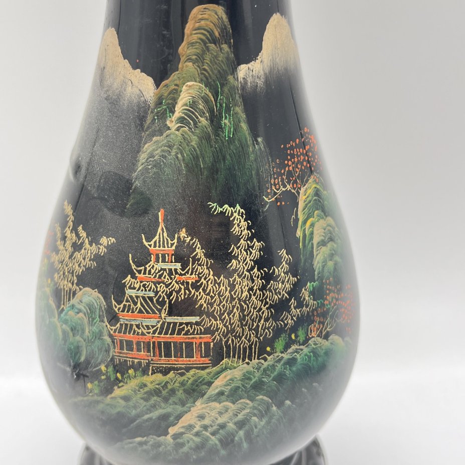 Ваза с изображением пейзажа, Flying Horse, папье-маше, лак, роспись, Китай, 1950-1970 гг.
