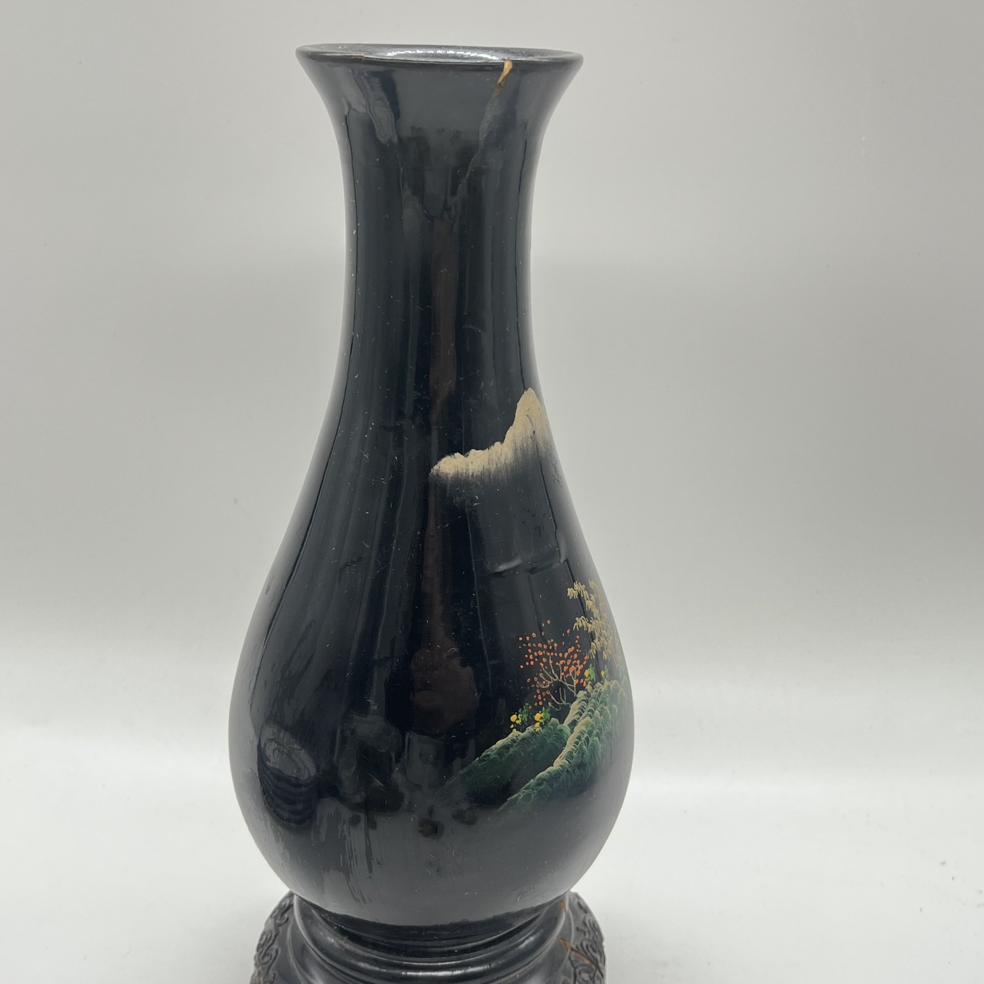 Ваза с изображением пейзажа, Flying Horse, папье-маше, лак, роспись, Китай, 1950-1970 гг.