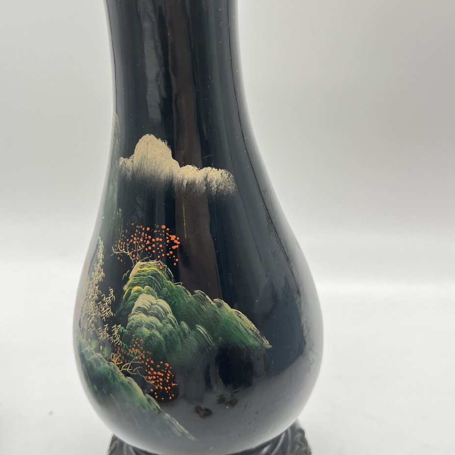 Ваза с изображением пейзажа, Flying Horse, папье-маше, лак, роспись, Китай, 1950-1970 гг.