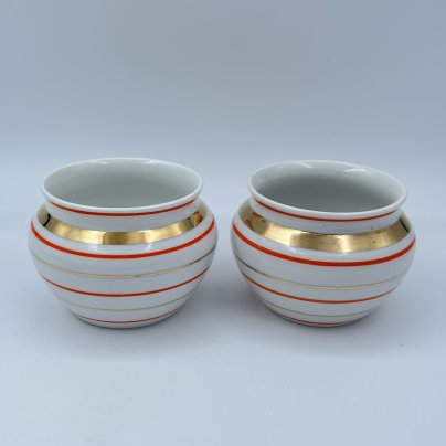 Набор из двух миниатюрных ваз "Радиоволны", фарфор, золочение, Дмитровский фарфоровый завод (ДФЗ Вербилки), СССР, 1954-1970 гг.