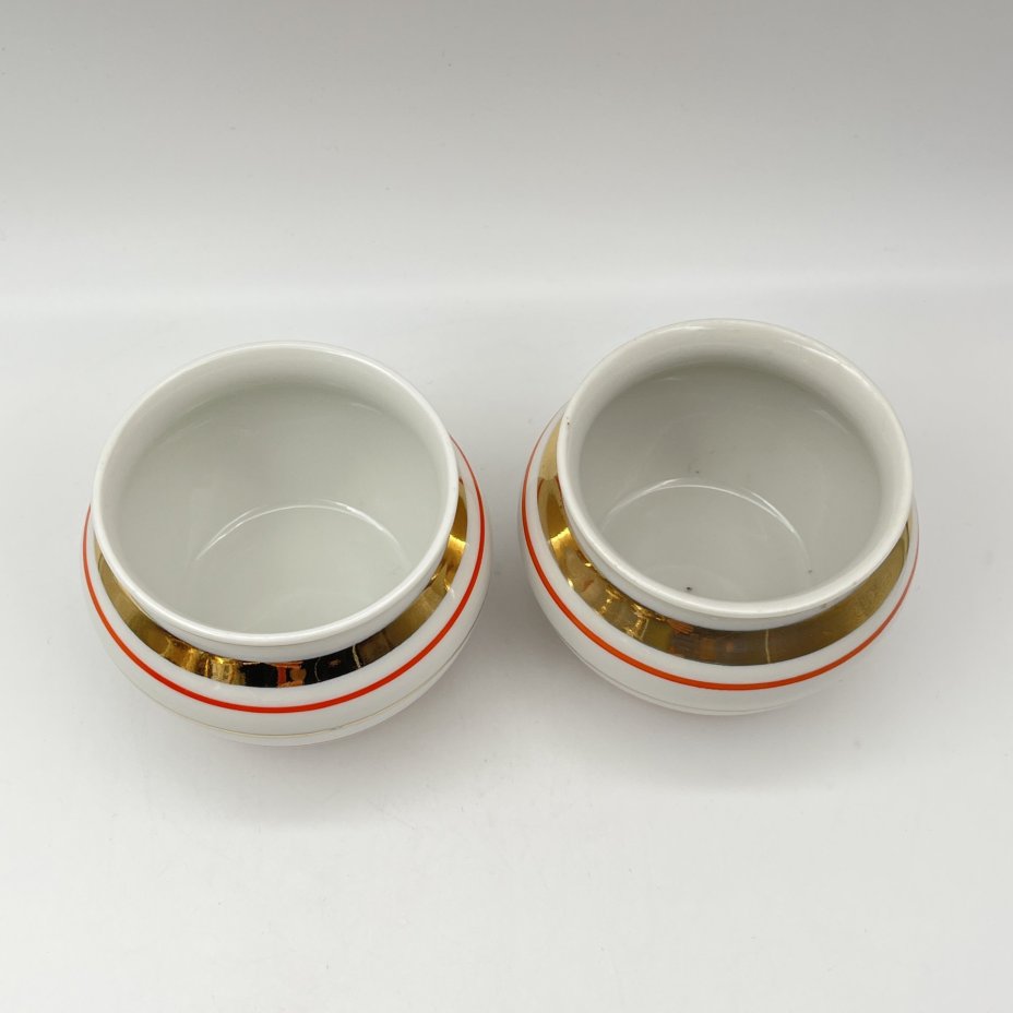 Набор из двух миниатюрных ваз "Радиоволны", фарфор, золочение, Дмитровский фарфоровый завод (ДФЗ Вербилки), СССР, 1954-1970 гг.