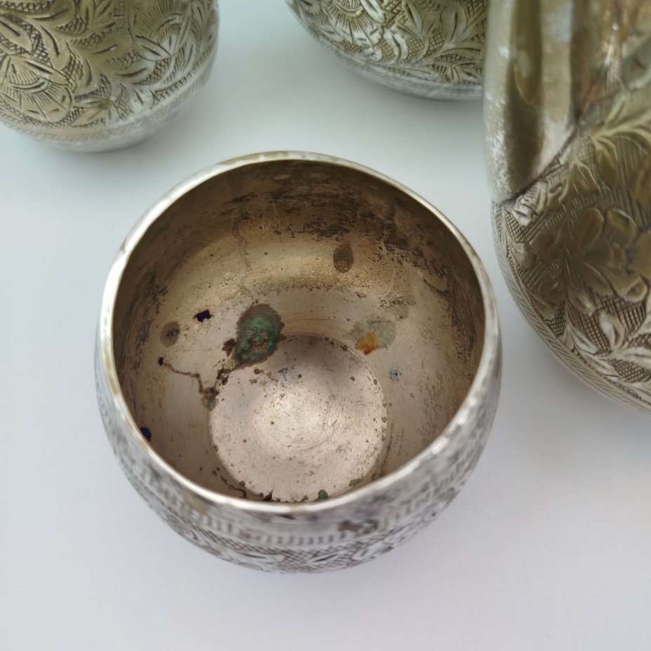 Набор чайно-кофейный с растительным декором в восточном стиле (чайник, кофейник, молочник, сахарница)