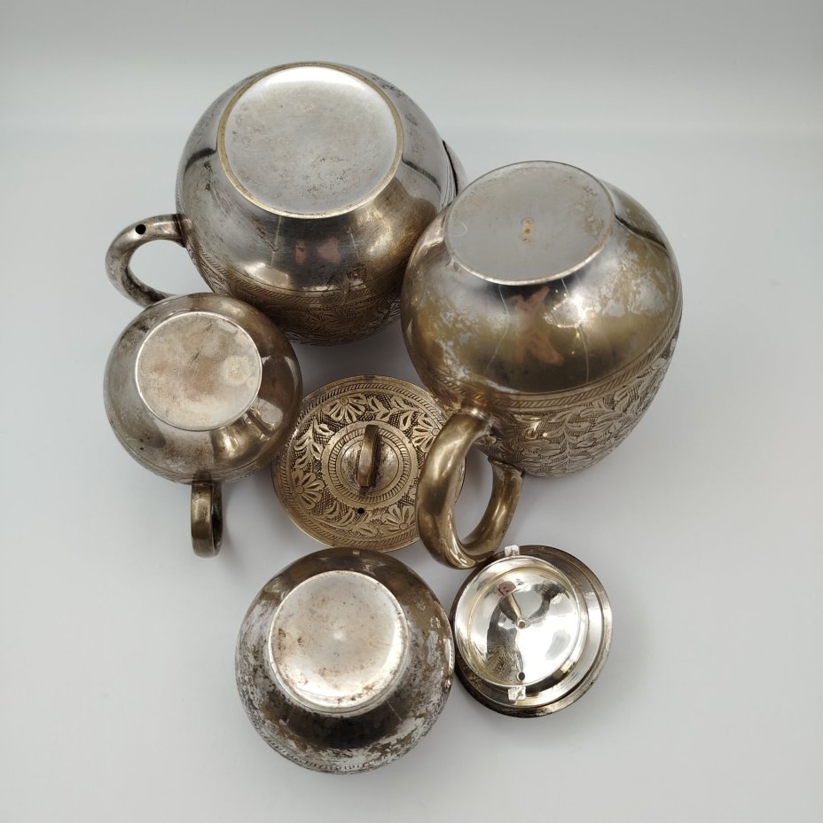 Набор чайно-кофейный с растительным декором в восточном стиле (чайник, кофейник, молочник, сахарница)