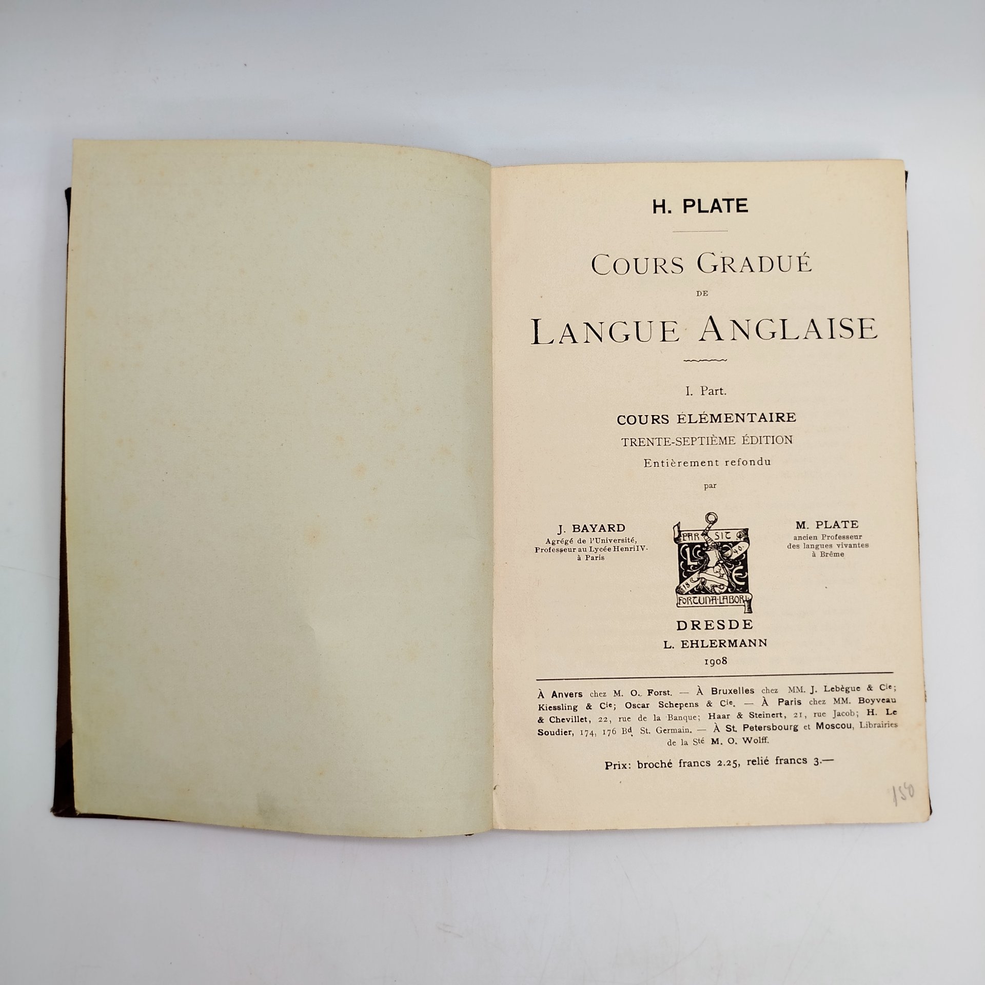 H. Plate "Cours gradué de langue anglaise" (поэтапный курс английского языка на французском языке, часть 1)