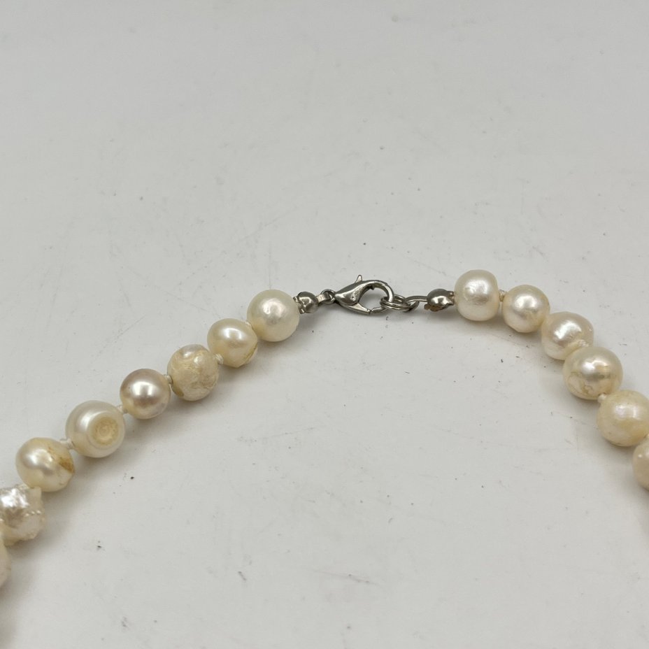 Колье винтажное перламутрового оттенка, натуральный жемчуг, сплав металлов