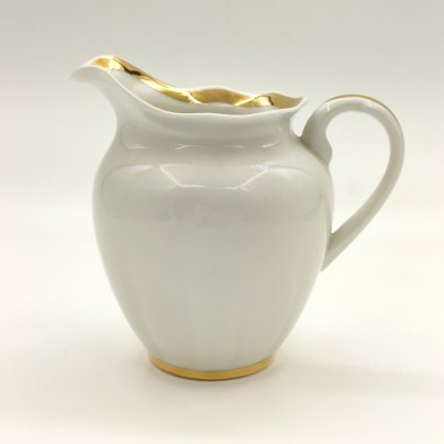 Молочник с лаконичным декором, фарфор, золочение, Дмитровский фарфоровый завод (ДФЗ Вербилки), СССР, 1954-1965 гг.