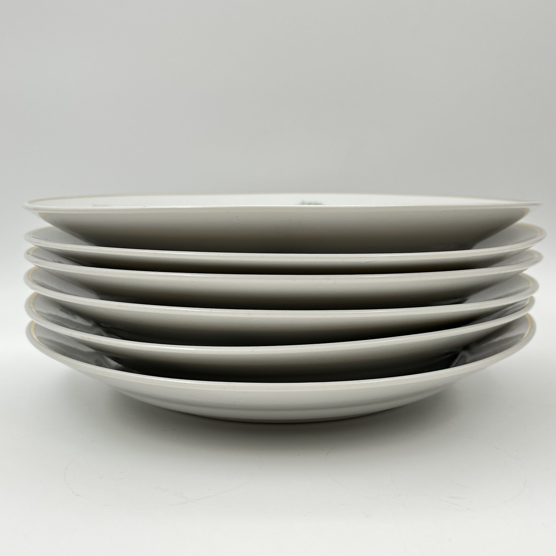 Набор обеденных тарелок "Мейсенский букет" на 6 персон, фарфор, деколь, золочение, Дулевский фарфоровый завод (Дулёво), СССР, 1968 г.