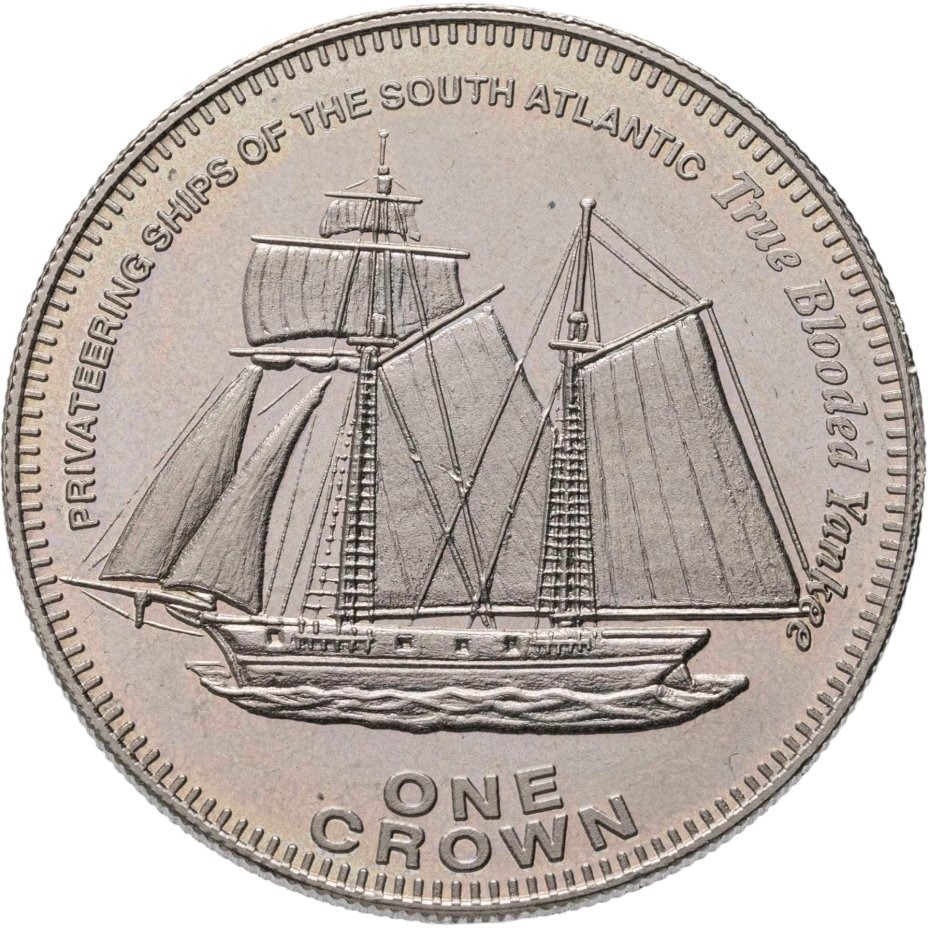 Тристан-да-Кунья, 1 крона (crown) 2006 Корабли-приватиры Южной Атлантики - "True Blooded Yankee"
