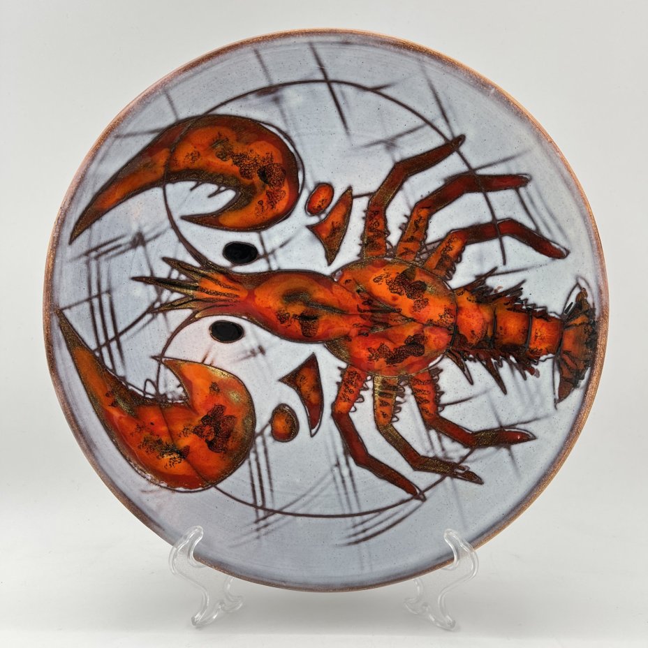 Тарелка декоративная, настенная "Рак" ("Лобстер"), Cérenne Vallauris, керамика, роспись, Франция, 1945-1958 гг.