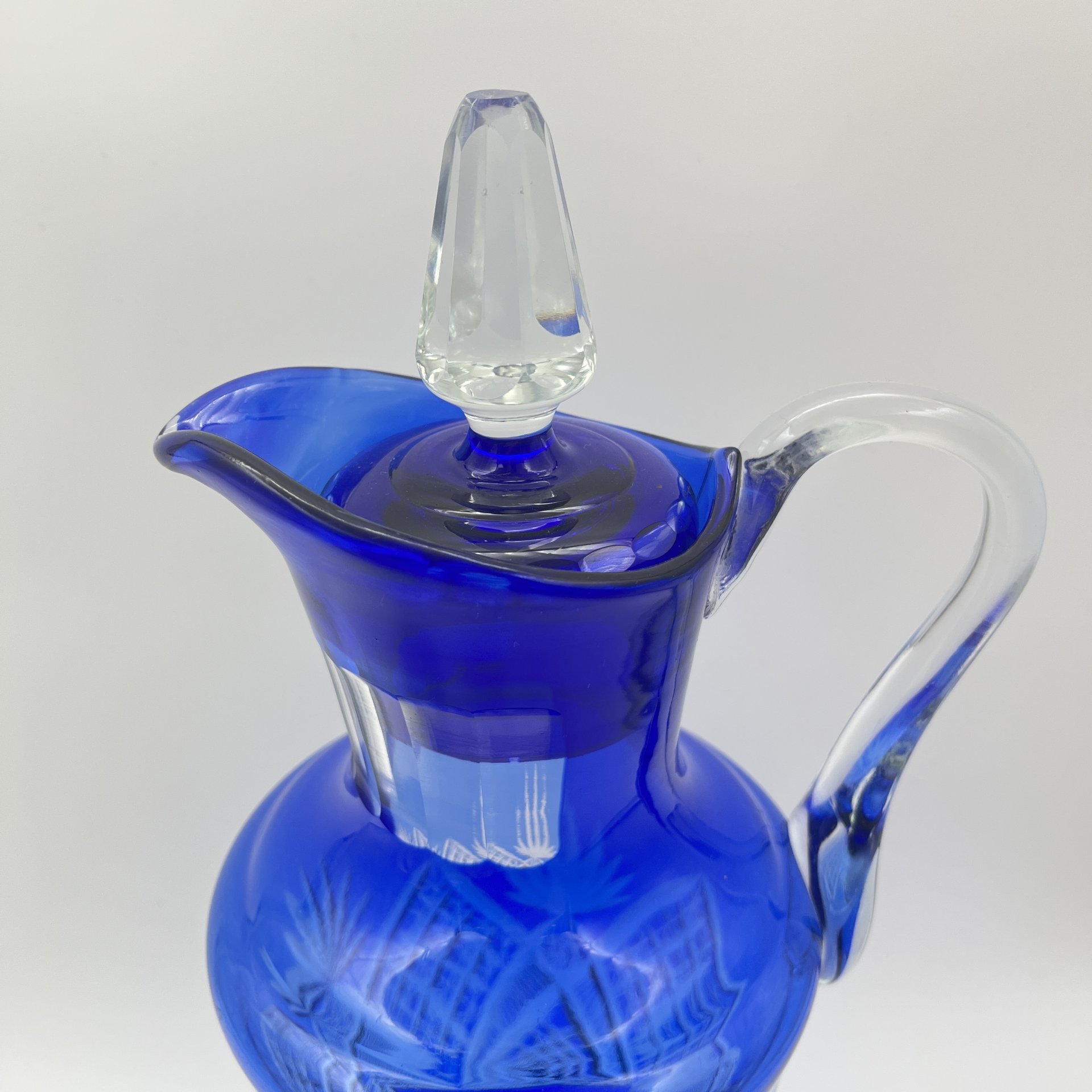 Кувшин с резным декором, стекло, нацвет, алмазная грань, Дятьковский хрустальный завод, СССР, 1970-1990 гг.