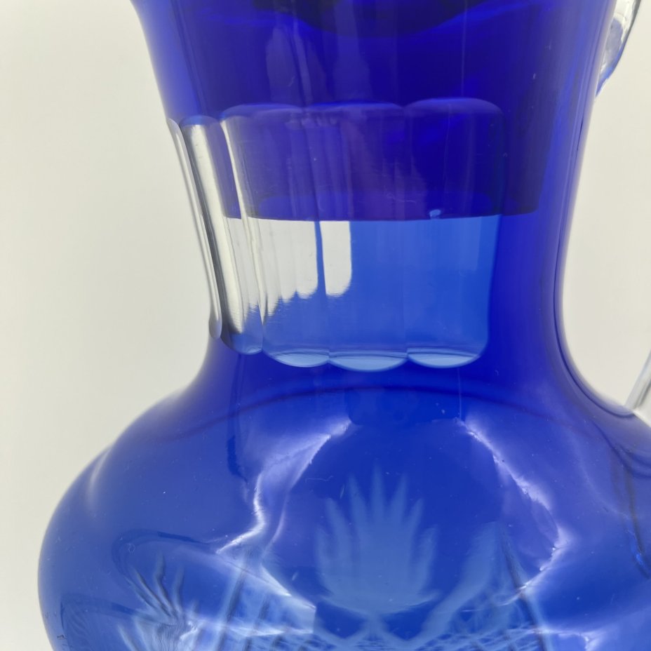 Кувшин с резным декором, стекло, нацвет, алмазная грань, Дятьковский хрустальный завод, СССР, 1970-1990 гг.