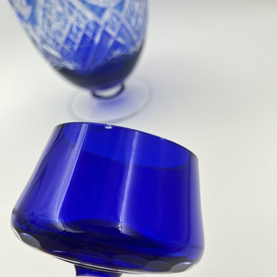 Кувшин с резным декором, стекло, нацвет, алмазная грань, Дятьковский хрустальный завод, СССР, 1970-1990 гг.