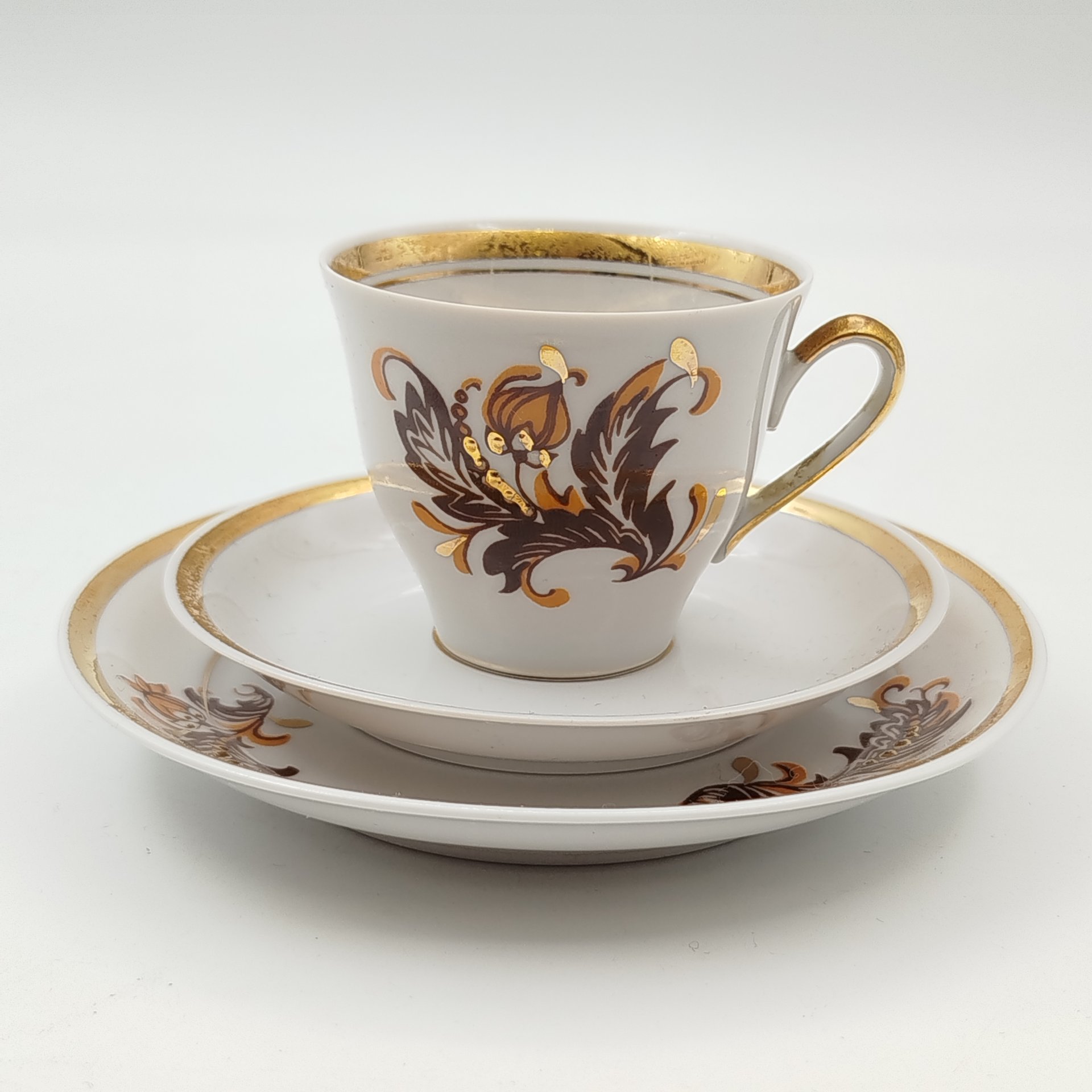 Трио кофейное с растительным декором